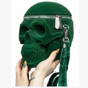 Killstar Grave Digger Green Velvet Purse Handbag NWT